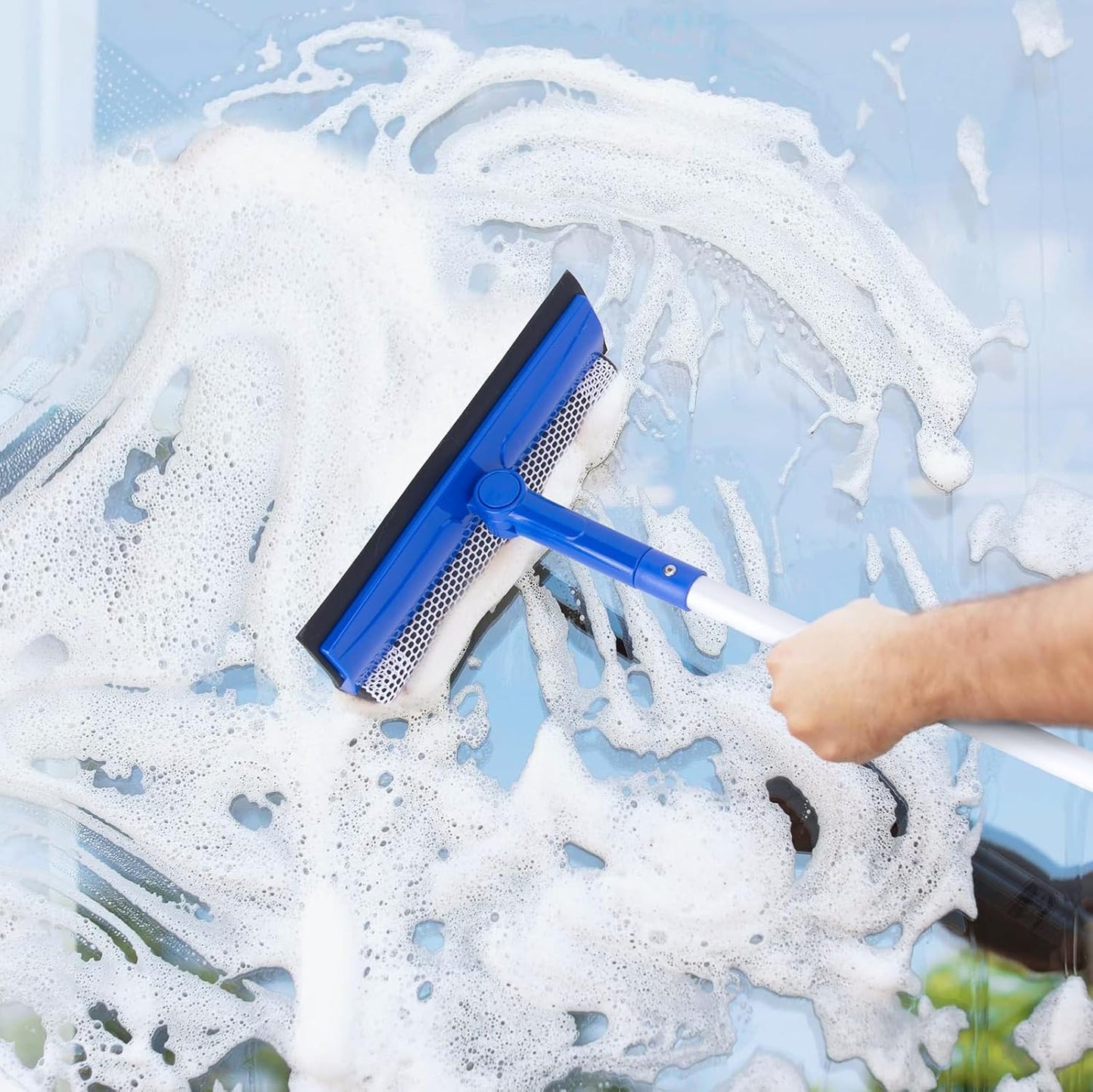 Window Squeegee for Home, Car Windshield Cleaner Tool with Extension Pole 20''-30'', Glass Door and Mirror Washer for Shower Cleaning