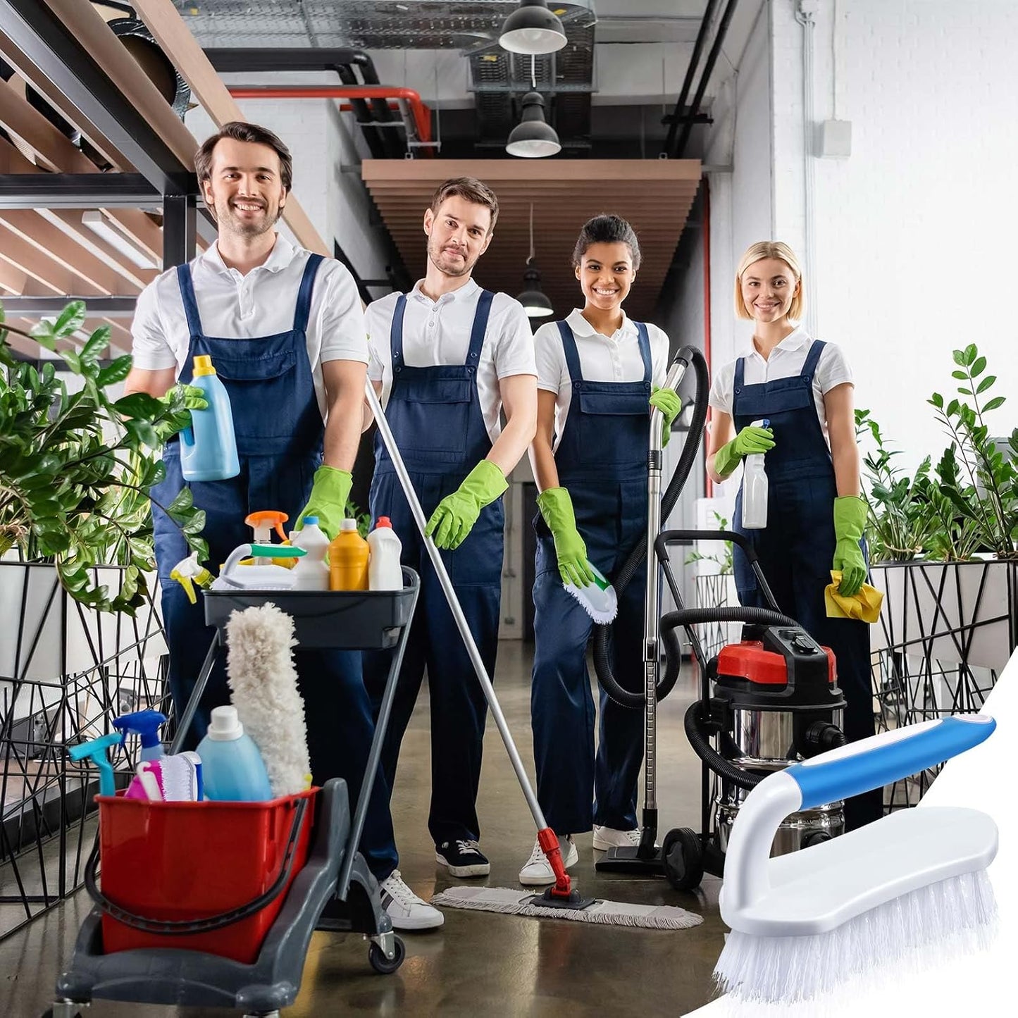 Lallisa 12 Pcs Scrub Brush for Cleaning with Handle Comfortable to Grip Heavy-Duty Flexible Stiff Bristles Scrubber Brushes Bulk for Shower Bathroom Carpet Kitchen Floor Tiles (Gray)
