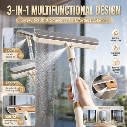 3-in-1 Double-Sided Window Screen Cleaning Brush - Sided Window Glass Cleaner,Built-in Crevice Brush, Multifunctional for Home, Office & Car Screens