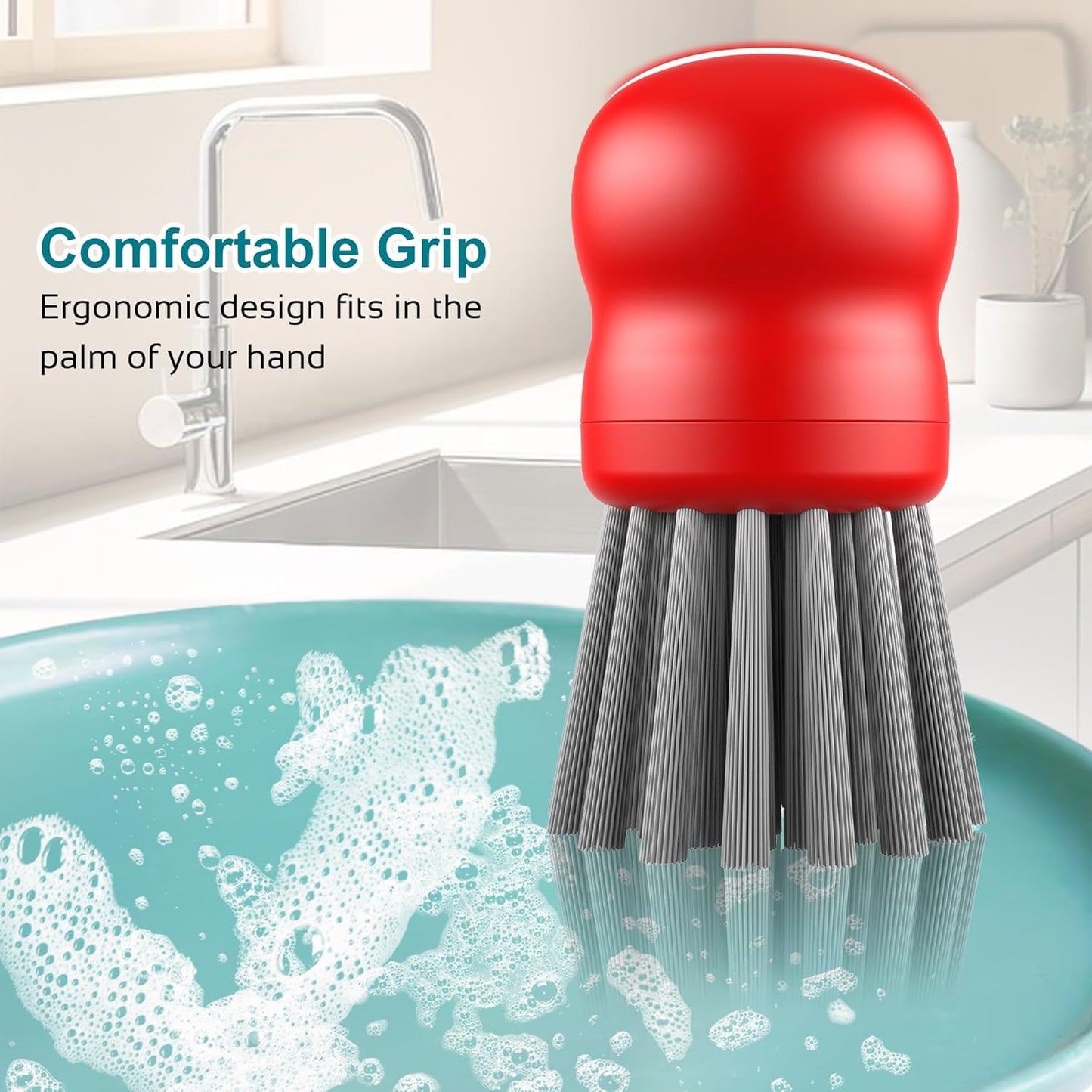 Mini Dish Brush for Cleaning Chicken Shredder, Palm Brush Dish Scrubber with Ergonomic Grip, Kitchen Brush for Washing Dishes, Pans, Pots, Sink (1, Black)