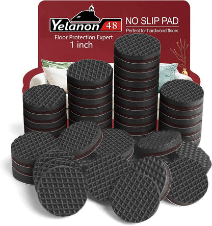 Yelanon Non Slip Furniture Pads -12pcs 4" Furniture Grippers Hardwood Floors, Non Skid for Furniture Legs,Self Adhesive Rubber Feet, Anti Slide Furniture Floors Protectors for Keep Couch Stoppers