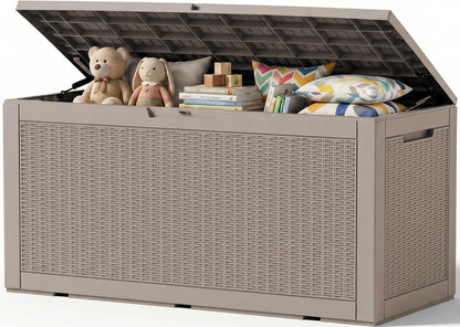 Outdoor Storage Box,38 Gallon Resin Deck Box,Waterproof & UV Resistant Lockable Package Delivery Bin,Toy Cabinet for Indoor & Outdoor