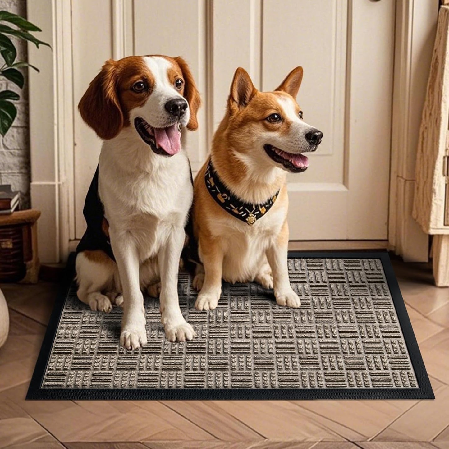 Mibao Front Door Mat, Heavy Duty Durable Welcome Mat for Outdoor Indoor, Dirt Trapper Waterproof Super Absorbent Door Mat for Entryway Outside Patio Porch, 29.5" x 17", Grey
