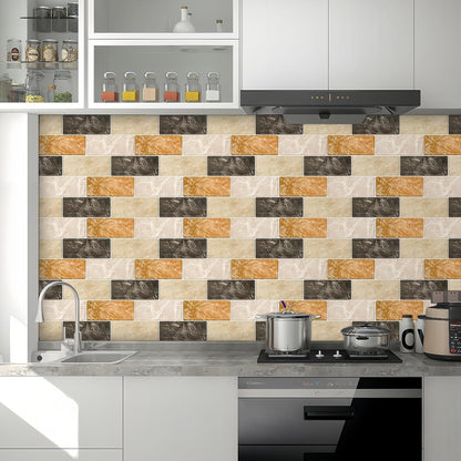 10 Sheets Peel and Stick Backsplash for Kitchen 12"X12" Back Splash Adhesive Subway Wall Tile Flat Vinyl Sticker for Bathroom on Renter Friendly Marble 2-6 (Not 3D Tile)