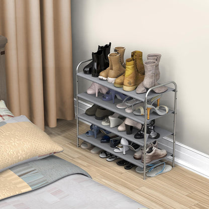 Simple Houseware 3-Tier Shoe Rack Storage Organizer, Grey – Space-Saving Shoe Shelf, Holds 9–16 Pairs, Sturdy Metal Frame, Easy Assembly – Closet, Entryway, Bedroom Shoe Storage Solution