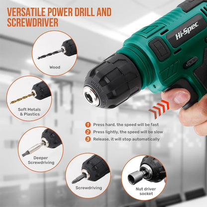 Hi-Spec Pink Tool Set with 8V Drill Set. Complete Cordless & Rechargeable USB Electric Drill Driver Kit for Women, Home DIY Repair & Maintenance, in a Compact Toolbox.