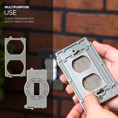 UltraPro Metal Outdoor Electrical Outlet Cover, Heavy Duty Single Gang 𝗢utdoor Outlet Cover Weatherproof Enclosure, Rated for Wet Locations, 𝙾utdoor Electrical Waterproof Plug Covers, Gray, 82809-T1