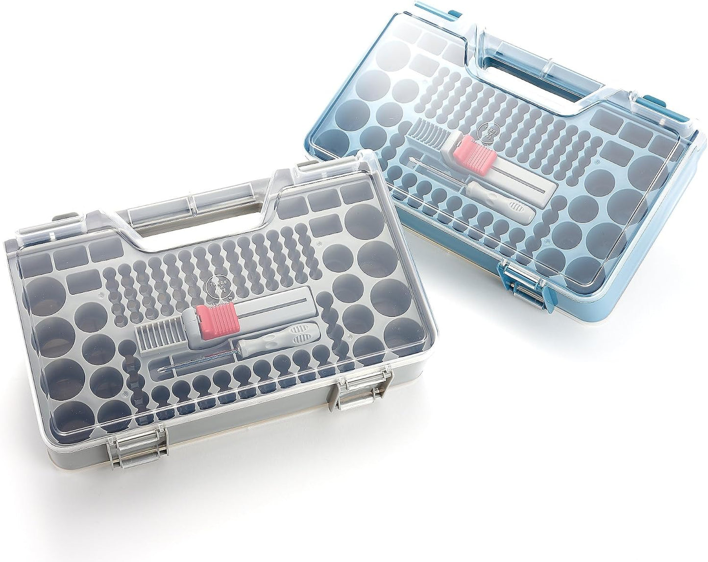 Henning Lee Set of 2 Battery Organizers with Tester and Screwdriver, Holds 368 Batteries (Blue)