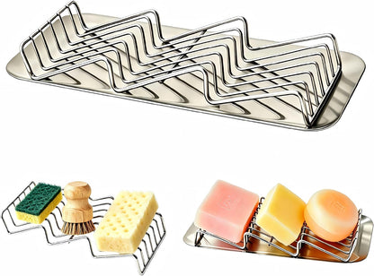 304 Stainless Steel 3 Bar Soap Dish, Self Draining Shampoo Bar Holder for Solid Shampoo & Conditioner Bars, Corner Soap Holder Tray for Shower Bathroom