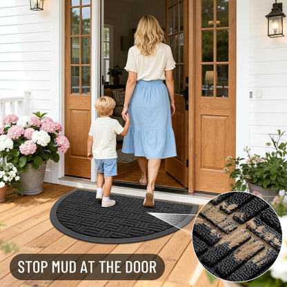 OLANLY Front Door Mat Outside Entrance 29.5x17, Absorbent, Heavy Duty Sturdy Natural Rubber Doormat Indoor Outdoor, Stain and Fade Resistant, Non-Slip Backing Low Profile Floor Mat for Entryway, Grey