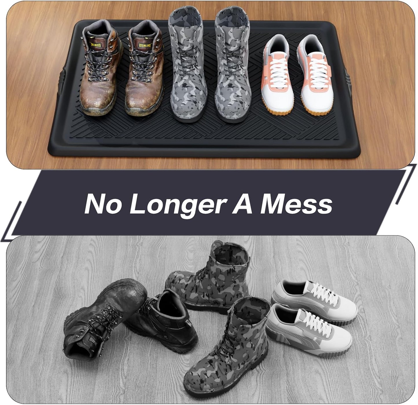 Boot Tray for Entryway, Multi-Purpose Shoe Tray with Lip, Rubber Mat for Shoe Organizer Indoor Outdoor Use, 27.5"x16"