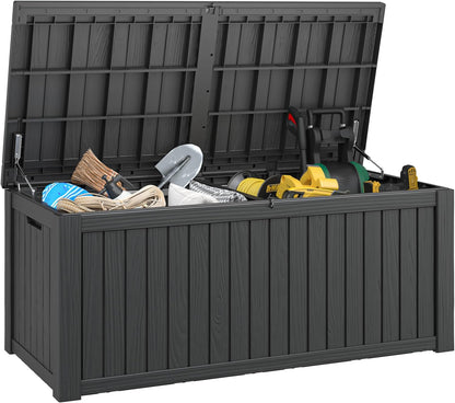Outdoor Storage Box, 31 Gallon Resin Deck Boxes Outdoor Waterproof For Patio Furniture, Garden Tools, Pool Supplies, Lockable And UV Resistant (Rattan Gray)