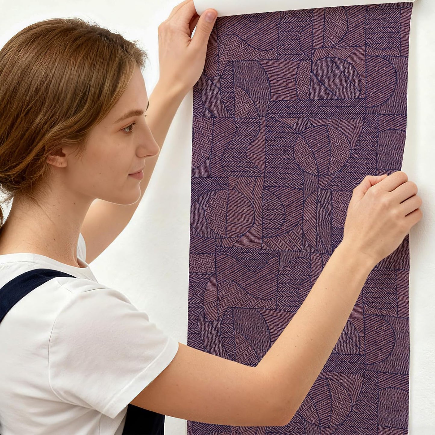 17"x118" Peel and Stick Wallpaper for Renter Friendly, Removable Wallpaper Peel and Stick, Self-Adhesive Textured Contact Paper for Walls, Cabinets, Countertops(Geometric Clay)