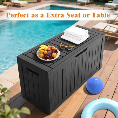 Outdoor Storage Box, 50 Gallon Waterproof Deck Storage Box, Lockable Patio Storage Bins for Package Delivery, Porch, Garden Tool, Cushions, Anti-Theft Weatherproof & UV-Resistant Parcel Drop Box