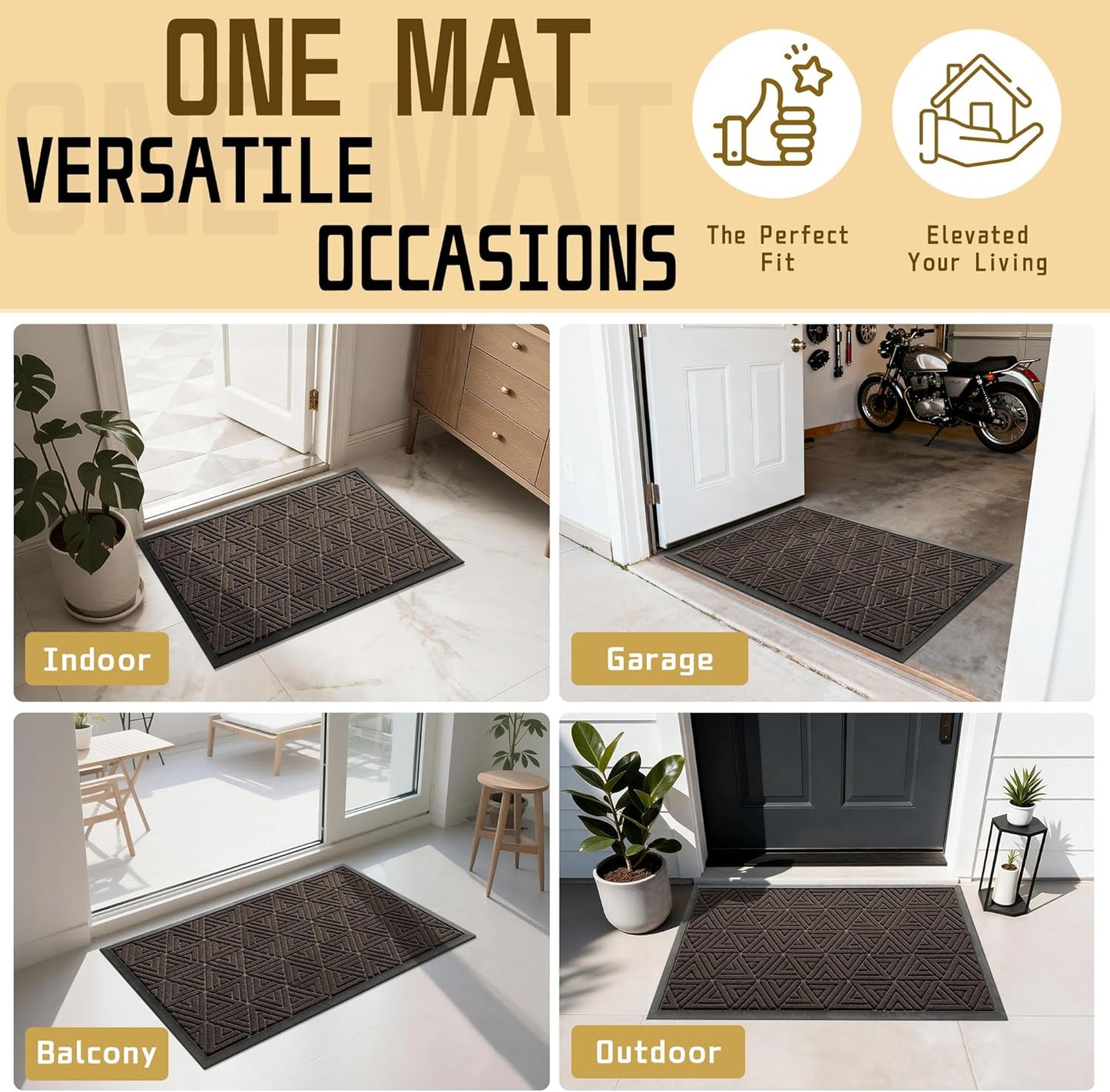 Yimobra Front Door Mat Outside Entrance 29.5x17, Waterproof Heavy Duty Outdoor Mats for Front Door, Non Slip Rubber Entry Mat for Garage Patio Indoor, Grey