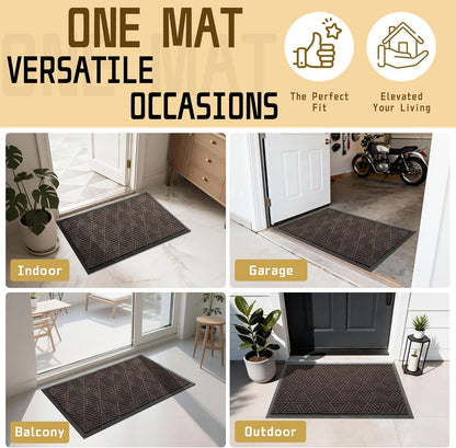 Yimobra Front Door Mat Outside Entrance 29.5x17, Waterproof Heavy Duty Outdoor Mats for Front Door, Non Slip Rubber Entry Mat for Garage Patio Indoor, Grey