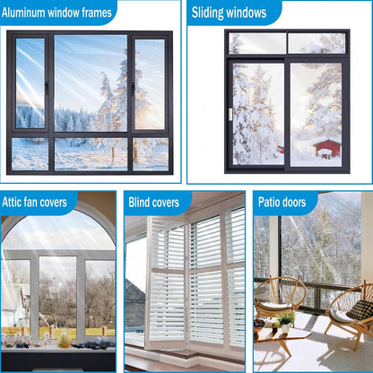 Window Insulation Kit, 63 × 394 Inch Plastic Window Covering for Winter, Window Insulation Film Window Wrap Insulation Windows Winterizing Kit with Double-Sided Tape for 10 Pcs 3 x 5 Ft Windows