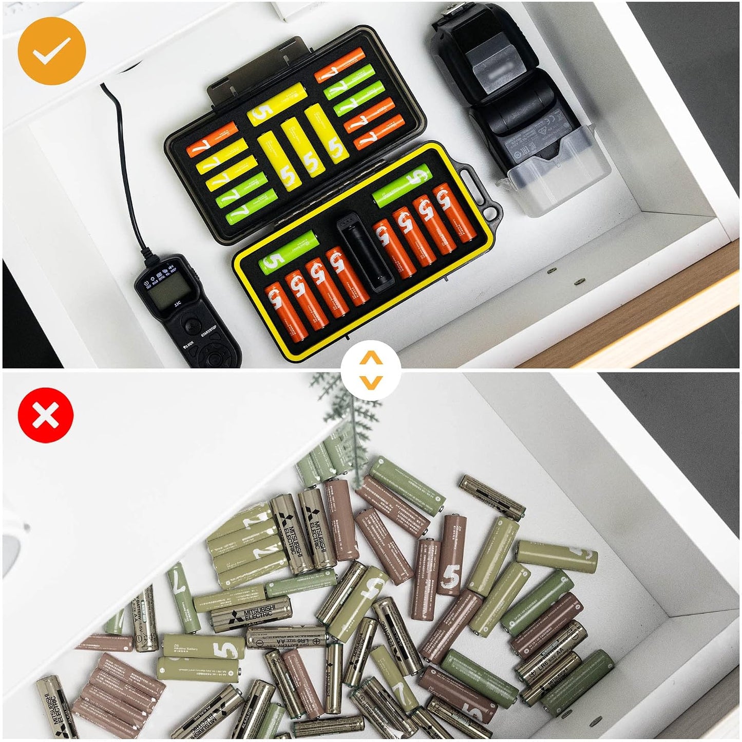 24 Slots CR2 CR123 CR123A Lithium Battery Organizer Case, IP67 Waterproof Hard Case for CR17345/CR16340/CR18350/CR15270(CR2) Explosionproof Batteries Storage Holder for Household Outdoor Camping