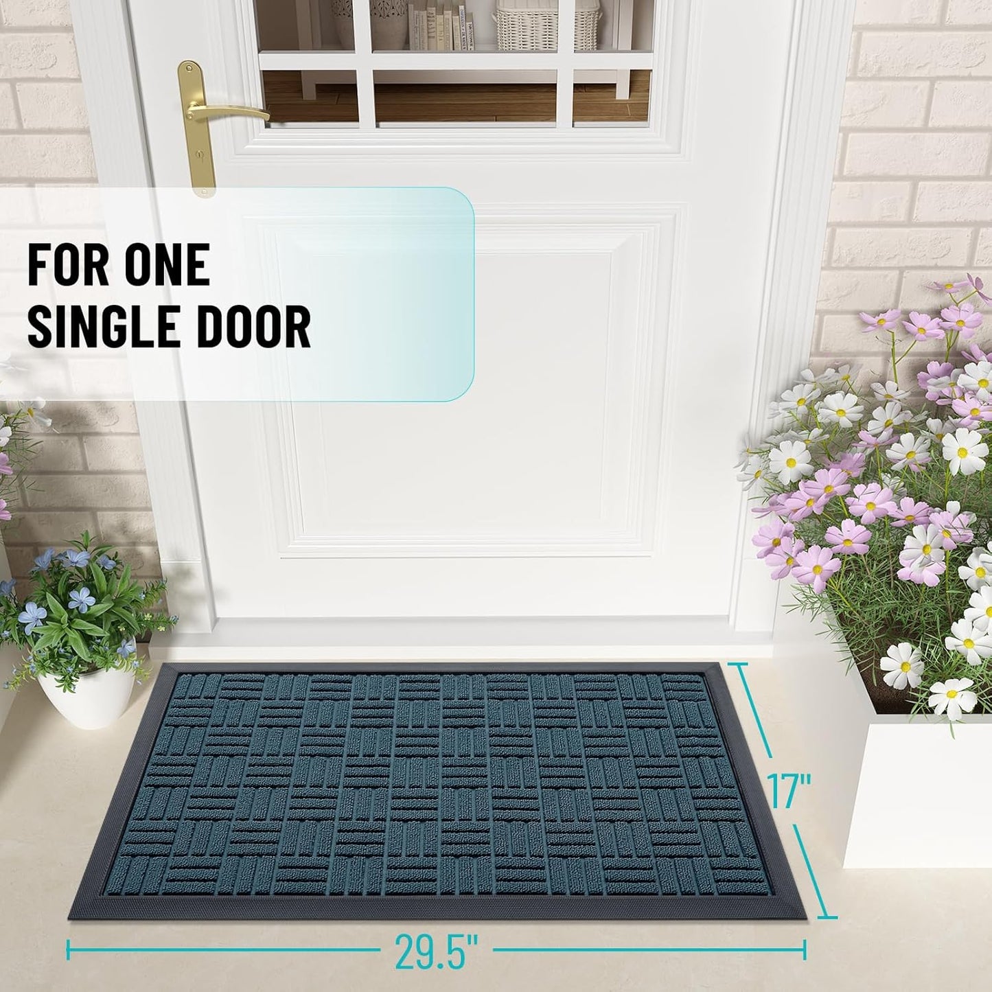 OLANLY Front Door Mat Outside Entrance 29.5x17, Absorbent, Heavy Duty Sturdy Natural Rubber Doormat Indoor Outdoor, Stain and Fade Resistant, Non-Slip Backing Low Profile Floor Mat for Entryway, Grey