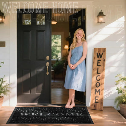 Yimobra Welcome Mat Outdoor Indoor, All-Weather Waterproof Front Door Mat Outside Entrance, Non-Slip Low Profile Porch Patio Doormat, 29.5x17, Black
