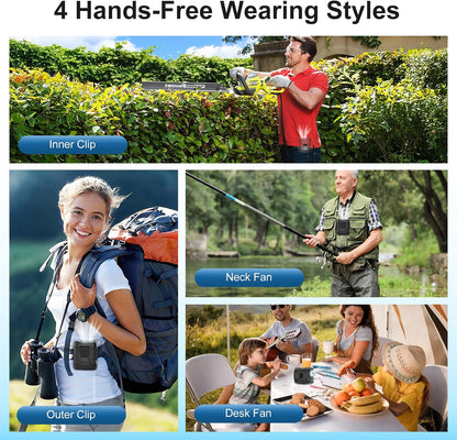 Portable Clip On Fan for Under Shirt, Waist Fan Clip On Belt, 4-in-1 Rechargeable Body Fans with LED Light, Phone Stand, Fast Charging 4-Speed Hip Personal Fans for Baby, Mowing, Work, Kitchen, Truck