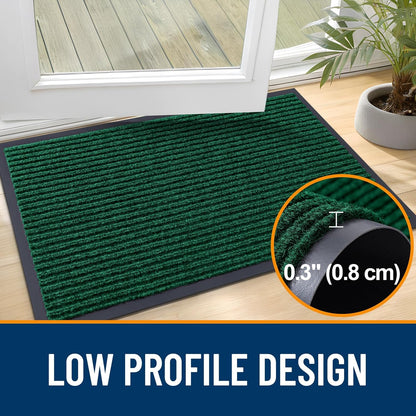 OLANLY Front Door Mat Indoor Outdoor Entrance, 2-Pack 29.5 x 17 Inch, Waterproof Heavy Duty Doormat, Fade Resistant, Low Profile, Easy Clean Patio Porch Welcome Floor Mats for Entry, Grey