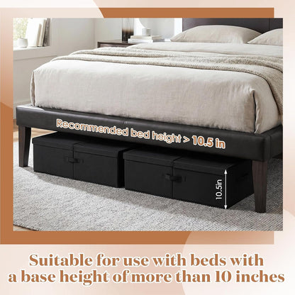 Geelin 4 Pack Under Bed Storage with Wheels, 10 Inch Height 65L Large Capacity Foldable Underbed Storage Bins with Lids & Handles, Easy Assembly Rolling Under Bed Containers for Clothes Blankets Shoes
