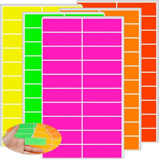 YSHIHE Colored Labels Stickers,3 x 2 Inch Fluorescent Color-Coding Labels | 5 Neon Colors Large Rectangular Moving Labels Self-Adhesive Color Stickers Label for Inventory,Office,Moving Box - 200 Pack