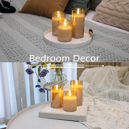 LUSHARBOR Flameless Candles with Remote, 3 Pack Battery Operated Candles Flickering Real Wax LED Fake Pillar Candles with Timer for Wedding Home Party, White