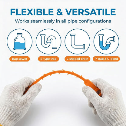 20 Inch Drain Snake, Drain Clog Remover – Reusable Flexible Snake Drain Hair Removal Tool for Sink, Drain Snake Hair Removal – Easy Use Plumbing Unclogger for Toilet, Bathroom Tub & Sewer (10 Pack)
