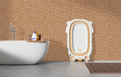 HAOKHOME Peel and Stick Wallpaper Boho Modern Dots Wall Paper Removable for Bathroom Caramel/White Contact Paper 17.3in x 9.8ft