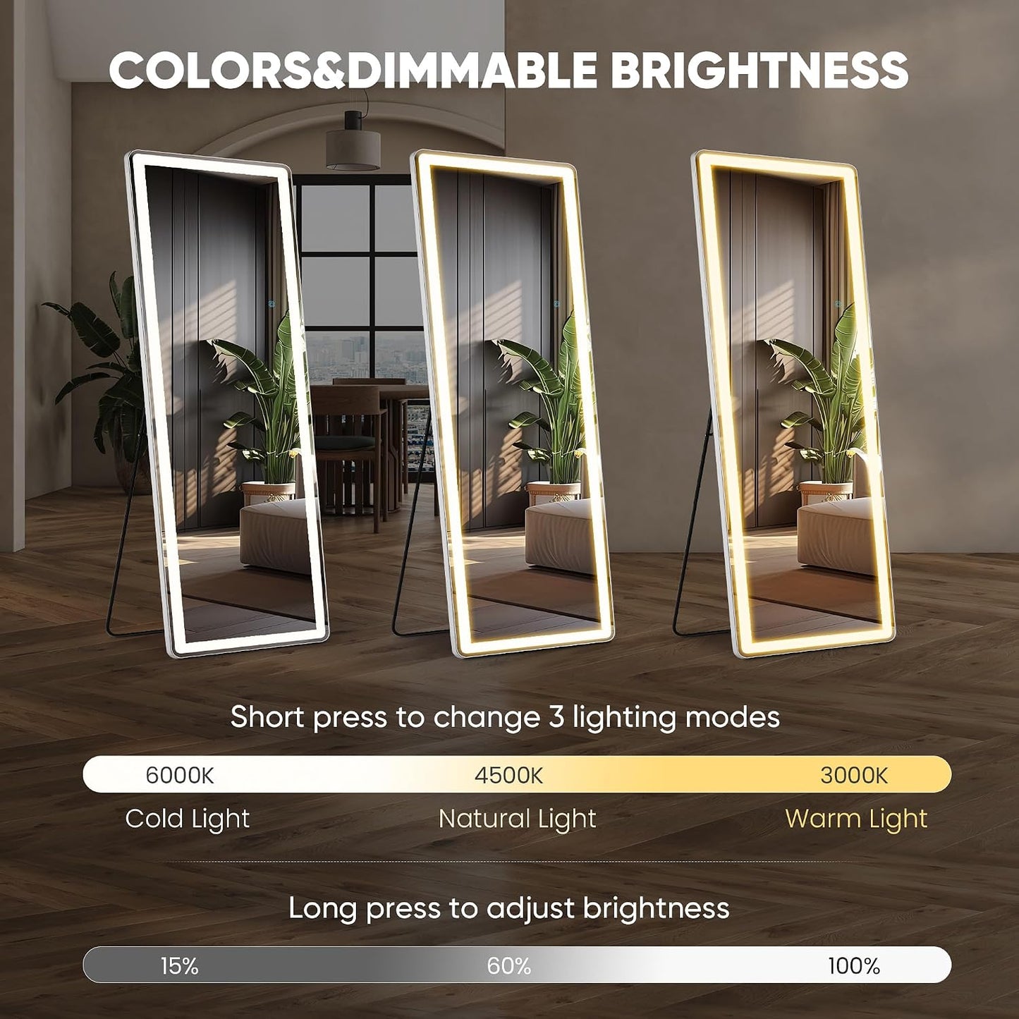 Arched Mirror Full Length, Upgraded 16"x59" Body Wall Mirrors with Shatter-Proof Glass, Floor Standing, Hanging or Leaning, Tall Arch Mirror with Stand Aluminum Alloy Frame for Bedroom Cloakroom
