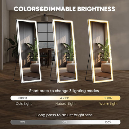 Arched Mirror Full Length, Upgraded 16"x59" Body Wall Mirrors with Shatter-Proof Glass, Floor Standing, Hanging or Leaning, Tall Arch Mirror with Stand Aluminum Alloy Frame for Bedroom Cloakroom