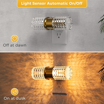 L LOHAS LED Night Light,Dimmable Night Lights Plug into Wall, 2 Pack Acrylic Nightlight with 0-100 LM Adjustable Brightness, 3000K Plug in Night Light with Dusk to Dawn Sensor, for Bathroom Hallway