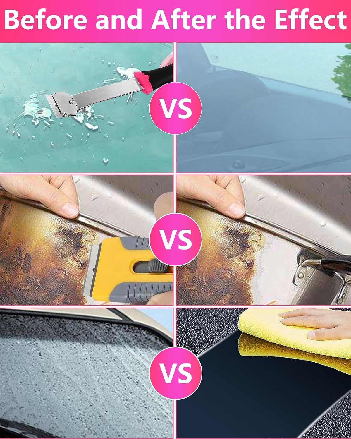 2 Pack Razor Blade Scraper with 10 Plastic and 20 Metal Blades for Removing Paint, Registration Sticker, Grease from Windshield, Glass Top Stove Cooktop Scraper