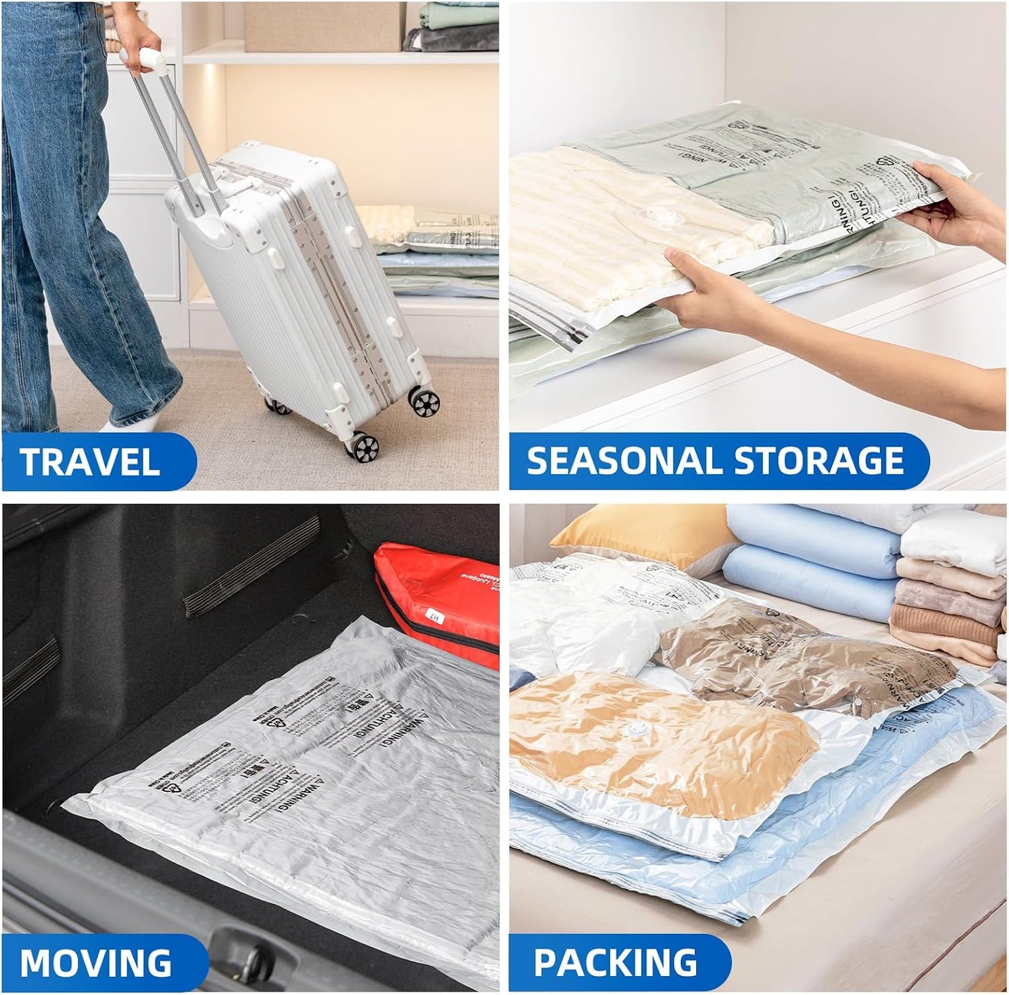 TAILI 8 Pack Vacuum Storage Bags, Jumbo Size (31×40 inch), Vacuum Seal Bags for Clothing, Bulky Bedding, Comforter, Blankets, Pillows, Space Saver Packing