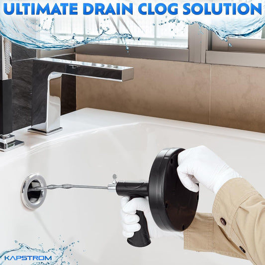 Plumbing Drain Snake (Spiral Diameter 0.5 inch / 1.3 cm), Hair Clog Remover Tool for Toilet, Heavy-Duty Drain Auger for Kitchen & Bathroom Sink, Pipe & Sewer Cleaner for Shower & Bathtub