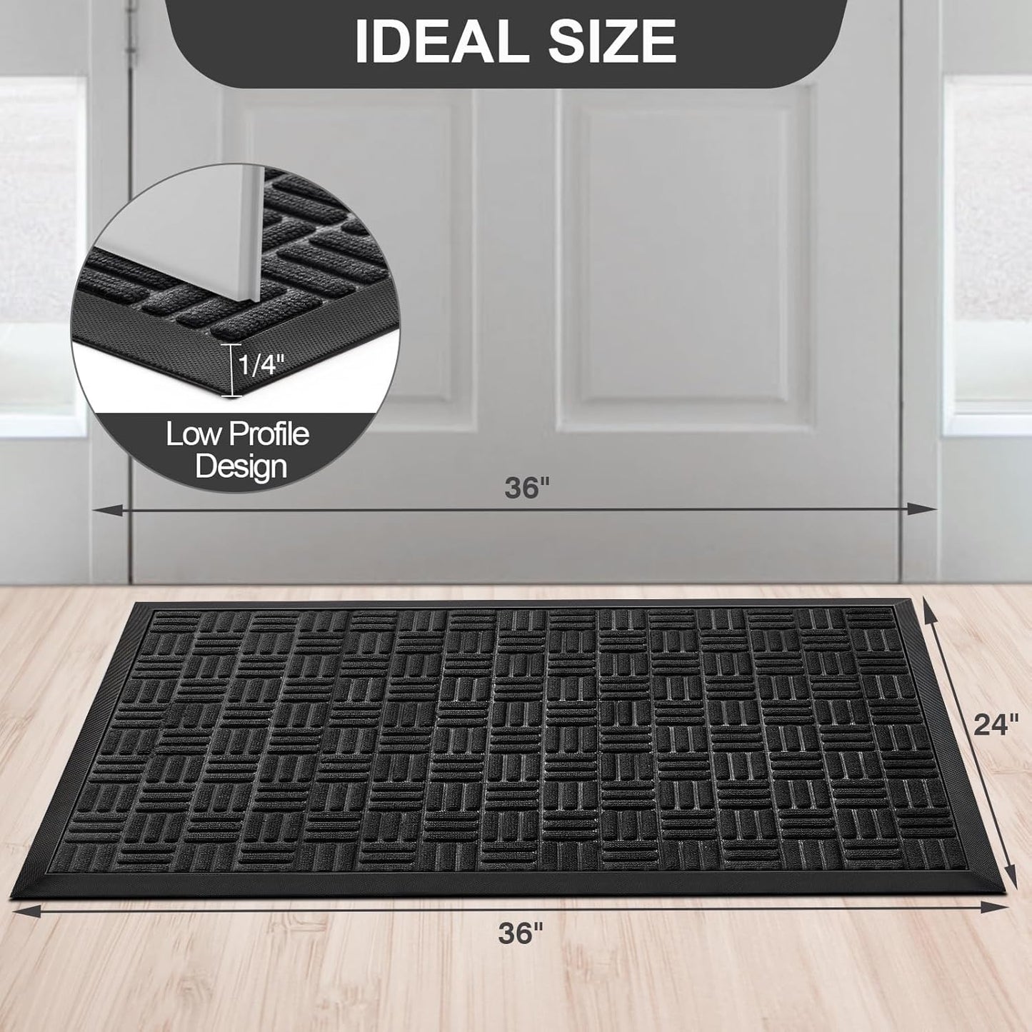 Mibao Front Door Mat, Heavy Duty Durable Welcome Mat for Outdoor Indoor, Dirt Trapper Waterproof Super Absorbent Door Mat for Entryway Outside Patio Porch, 29.5" x 17", Grey