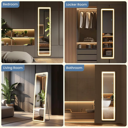 OLIXIS 64"x 21.5" Arched Mirror Full Length, Full Body Mirror with Stand, Hanging or Leaning for Wall, Floor Standing with Shatter-Proof Glass for Bedroom, Living Room, Long, Black