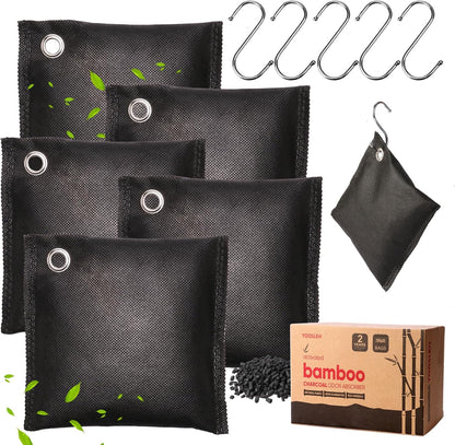 Activated charcoal deodorizer (11 x 100g), bamboo charcoal air purification bags, suitable for dehumidifying, home, refrigerator, shoes, pets, wardrobe, car air freshener deodorant bags.