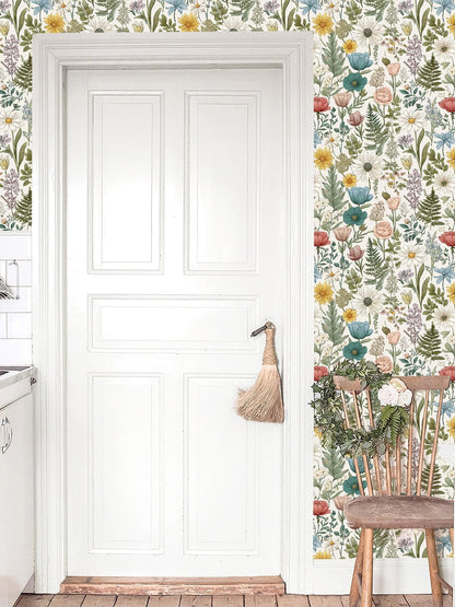 Orainege Pink Floral Peel and Stick Wallpaper Removable Self Adhesive Wallpaper 16.9inx118.1in Modern Wall Paper for Bedroom Bathroom Green Leaf Contact Paper for Cabinets