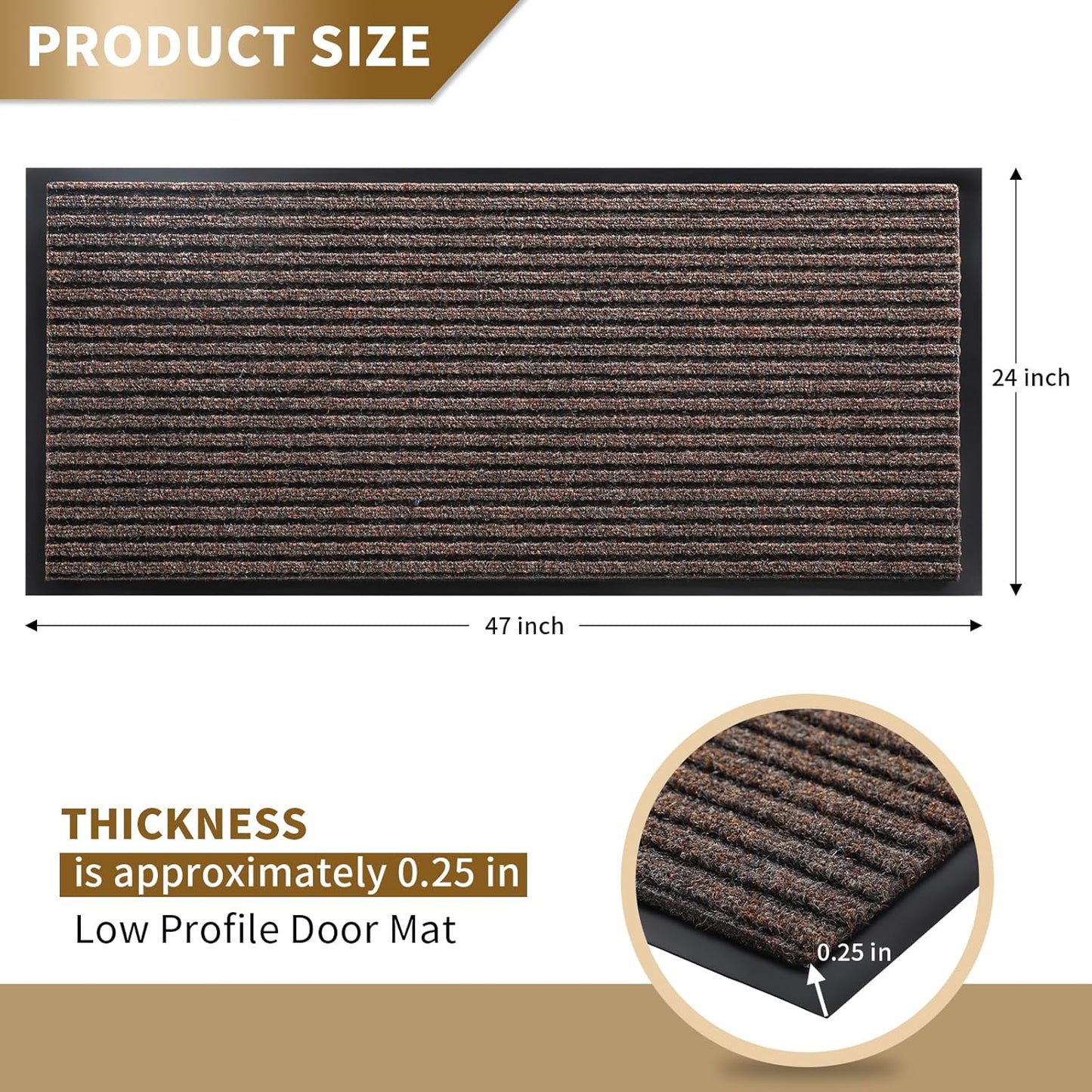 Yimobra Welcome Mat, Heavy Duty Sturdy Door Mats for Home Entrance Outdoor Indoor, Front Doormat for Outside Patio Floor Entry Porch Garage Office, Waterproof, Low Profile, 29.5x17, Black Grey