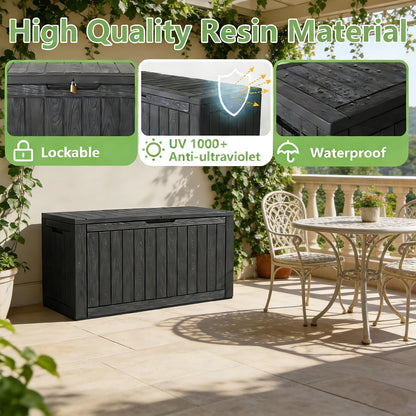 Outdoor Storage Deck Boxes Waterproof, Waterproof and UV Resistant Outdoor Storage Box Lockable Lid for Delivery Box, Indoor, Garden Tools, Pool Supplies, Patio (Black, 31 Gallon)