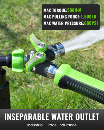 RAINPOINT 2 Way Garden Hose Splitter | Heavy Duty Water Spigot Splitter with Shutoff Valves, 100% Metal Body, 1.9" Extra Long Metal Handle, 3/4" GHT Thread