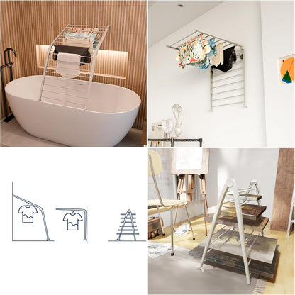 Whitmor Spacemaker Folding Drying Rack, Freestanding Indoor Clothes Dryer, Space Saving Compact Design, 6"L x 26"W x 51.5"H, White
