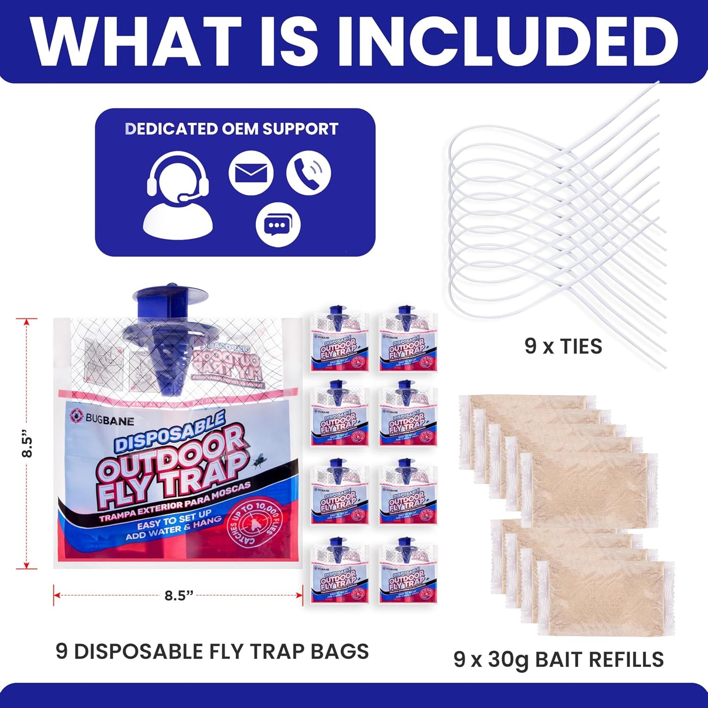 Fly Traps Outdoor Fly Trap for Patio. 4 Non-Toxic Pre-Baited Flies Bags Outdoor Disposable. Hanging Bug Catchers for All Filth Flies Killer for Outside Bug Control in Yard Horse Ranch Trash Can.