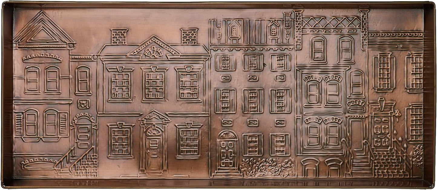 HF by LT Birch Forest Pattern Metal Boot Storage Tray, 30 x 13 inches, Antique Copper Finish