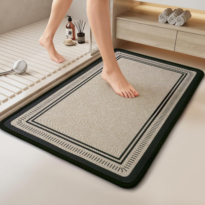 Non Slip Bath Mat with Rubber Backing, Absorbent Quick Dry Bath Rugs Washable, Thin Bathroom Rugs Fit Under Door for Bathroom Floor, Shower and Sink, 16"×24", Grey