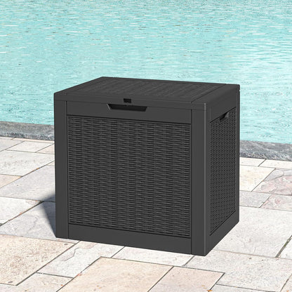 Outdoor Deck Storage Box,Resin Deck Boxes Indoor and outdoor, Waterproof Storage Box Lockable Lid (Black,35 Gallon)