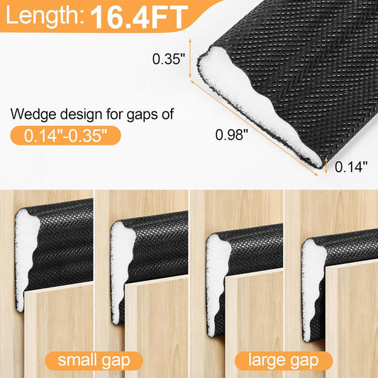 118 Inch Wedge-Shape Foam Window Weather Stripping Door Seal Insulation Strip, Soundproofing Window Inserts Foam Self Adhesive Draft Stopper Light Blocker for Winter Window Door Gaps, White